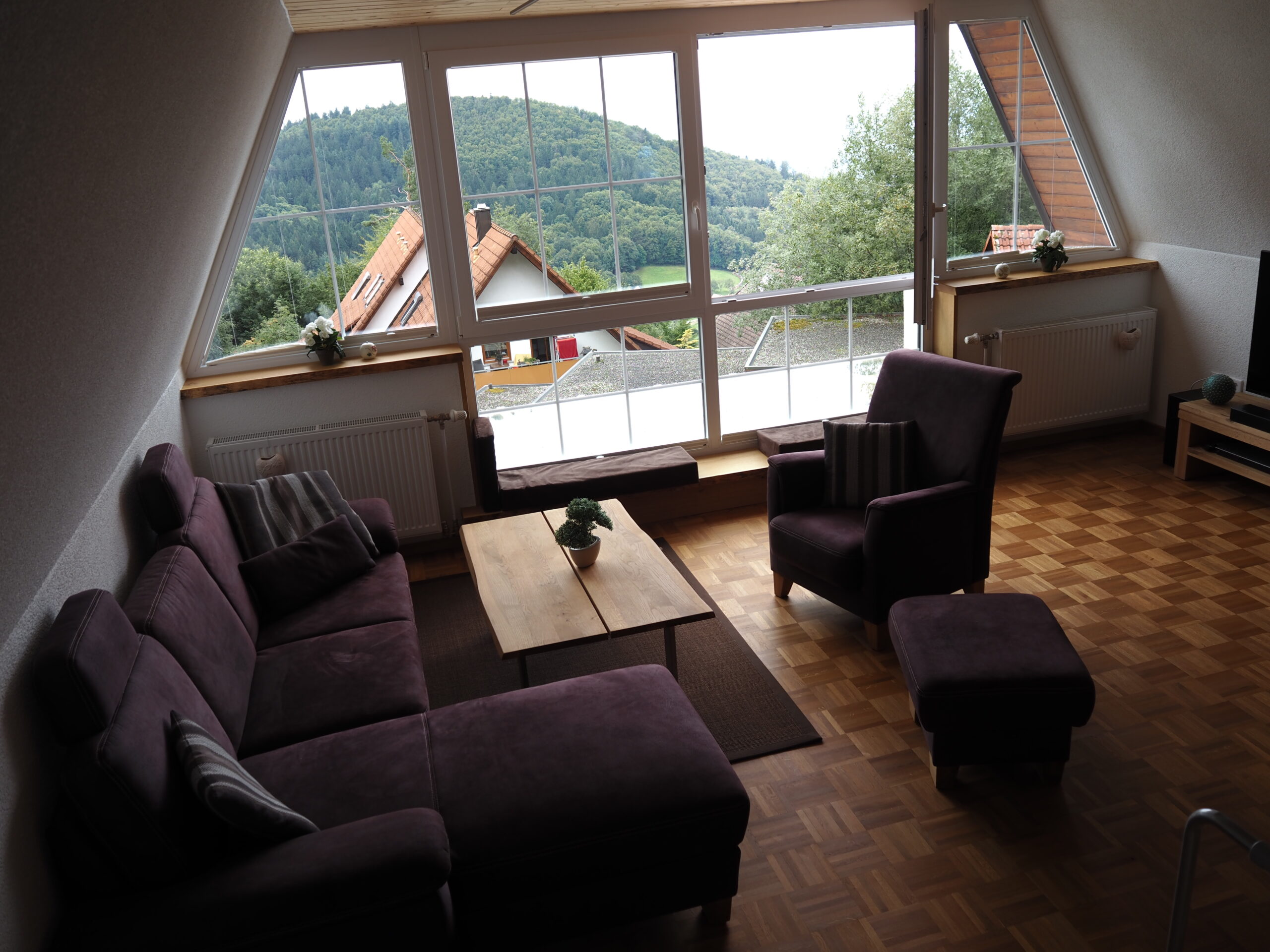 Wohnzimmer/Panoramablick Ferienhaus Sasbachwalden